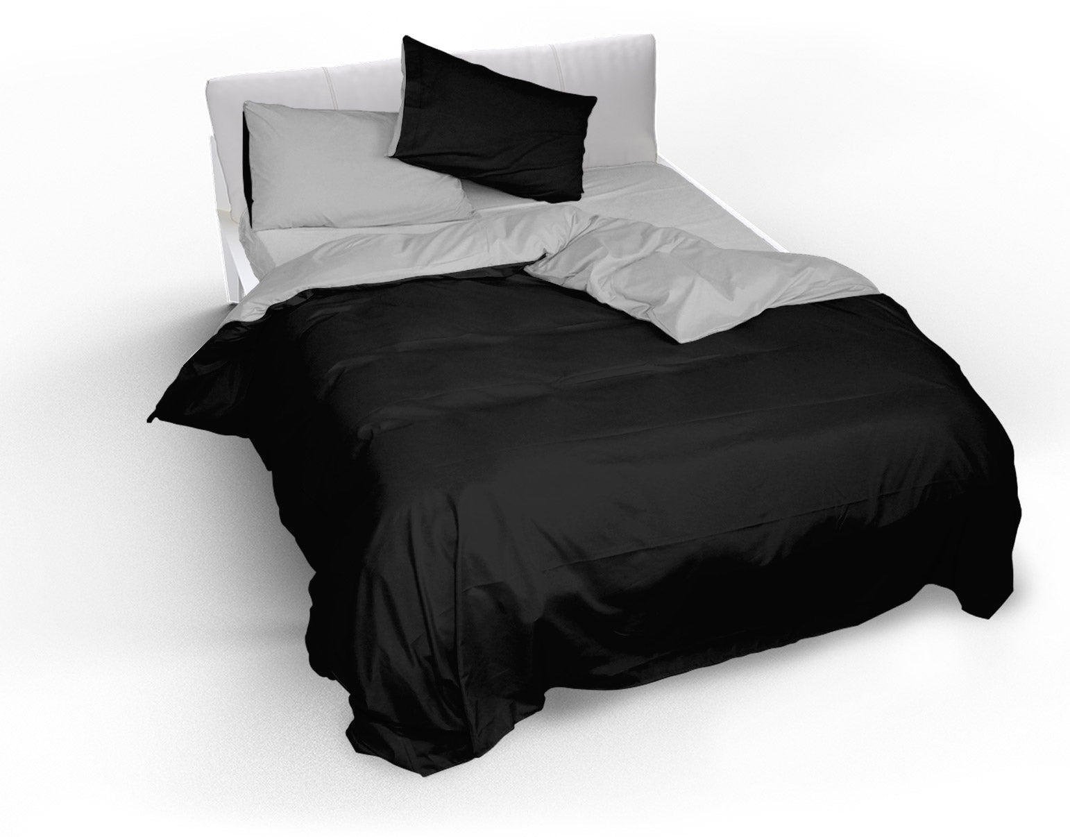 Copripiumino con Sacco e Federe Doubleface Nero/Grigio Chiaro 1 Piazza e Mezzo