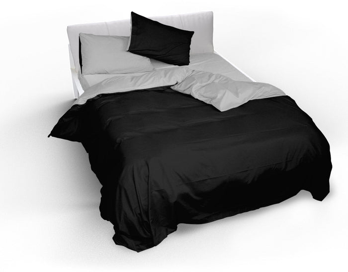 Copripiumino con Sacco e Federe Doubleface Nero/Grigio Chiaro Singolo