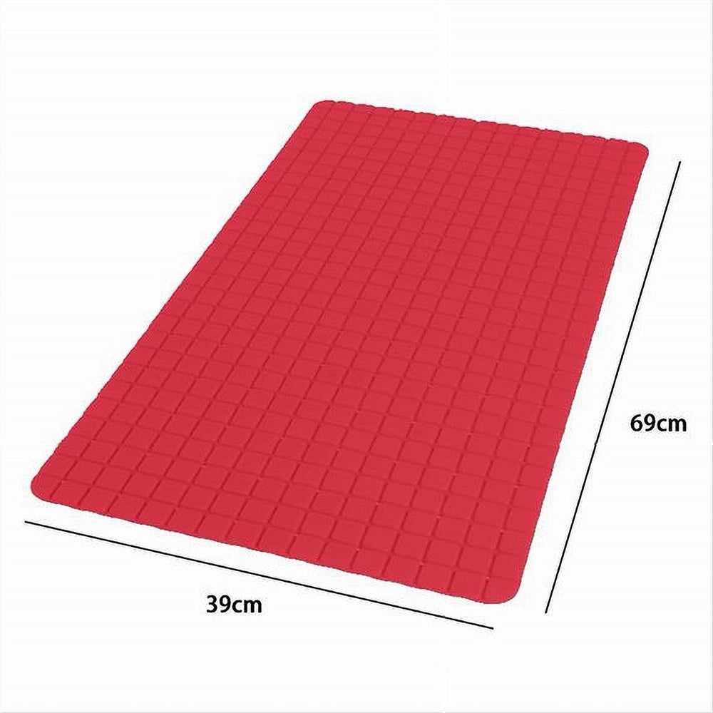 Trade Shop - Tappeto Tappetino Antiscivolo Bagno Arredo 69 X 39 Cm Rosso Con Quadratini 69940 -
