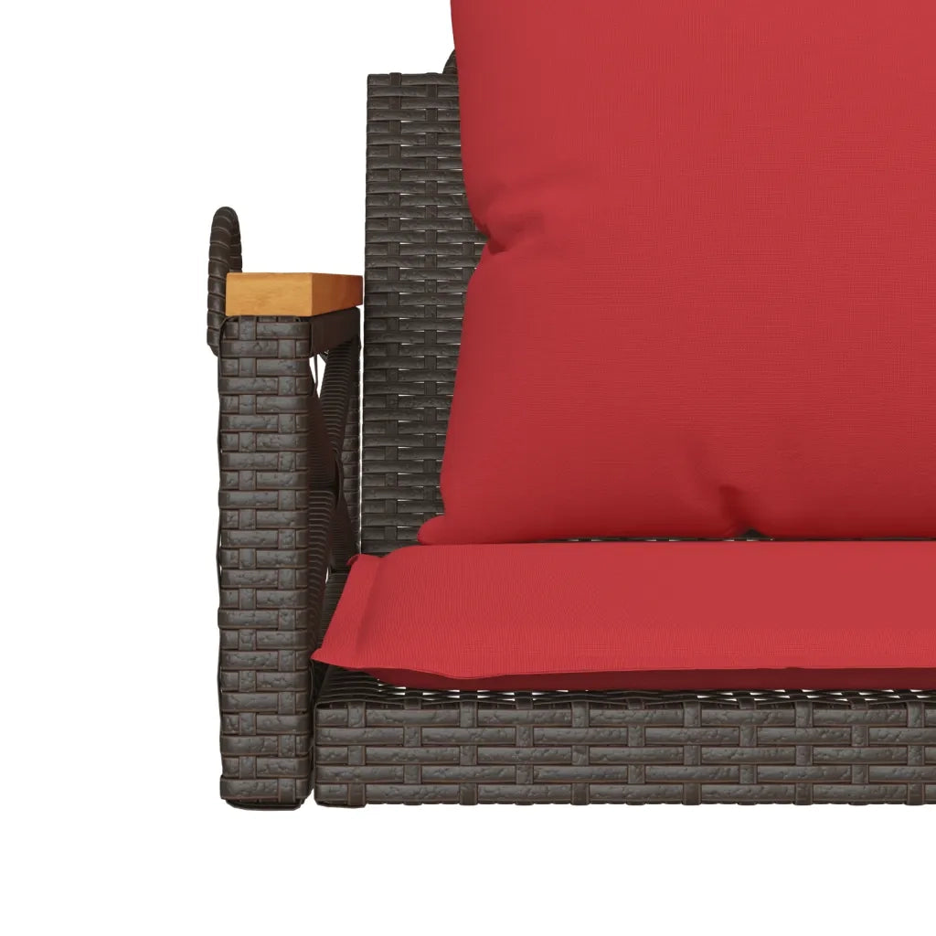 Panchina Dondolo con Cuscini Marrone 63x62x40 cm in Polyrattan 368176