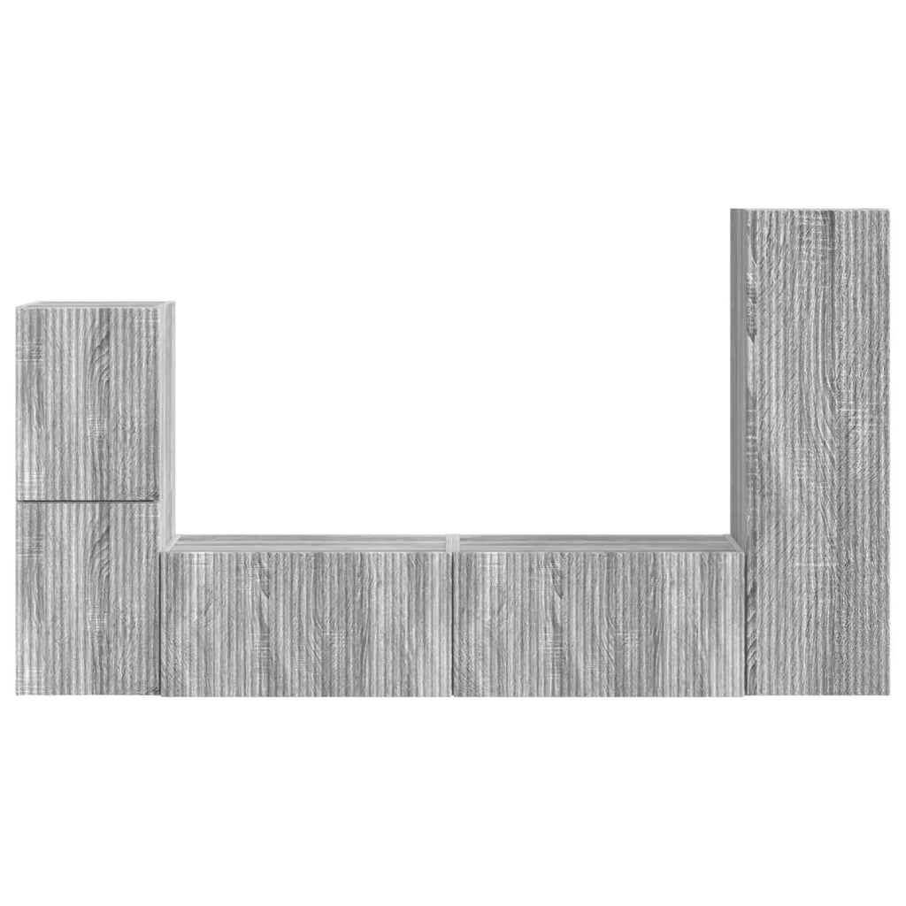 Set mobile TV 4 pz-Credenza per TV Grigio Sonoma Legno multistrato 624783