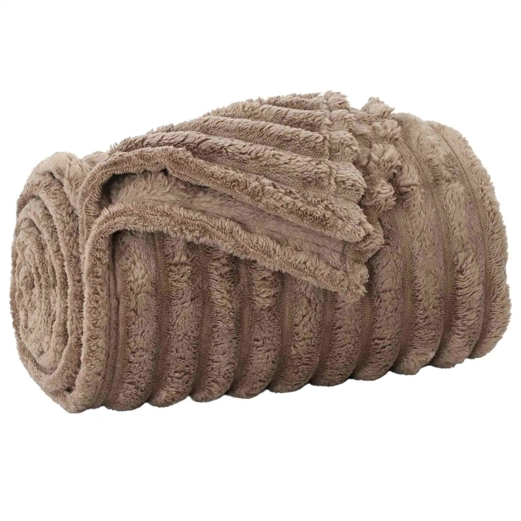 Coperte da Pile 6 pz Cammello 240 x 220 cm Panno