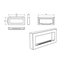 Camino a Bioetanolo da Parete 90x12x40 cm in Acciaio Inox Nero