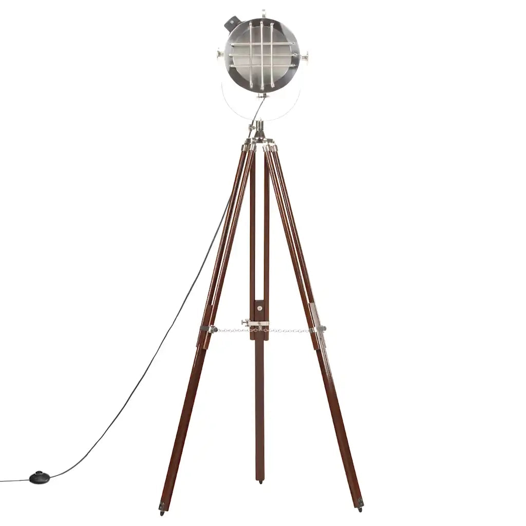 Lampada da Terra a Treppiede Legno Massello di Mango 180 cm 286203