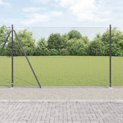 Recinzione in Rete Saldato con 7 Pali Flangiati Grigio 1,4 x 10 m Acciaio