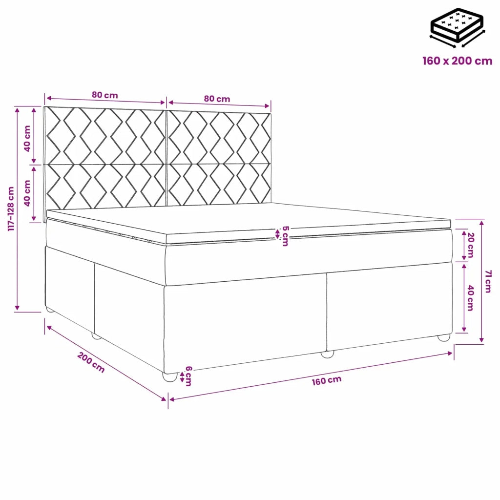 Letto box spring con materasso Grigio Chiaro 160 x 200 cm 3453928