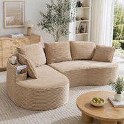 DIVANO Curvo 250x152x82 cm in tessuto corduroy Kaki con cuscino