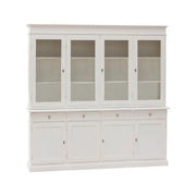 Cristalliera 8 ante 4 cassetti arte povera in legno massello e mdf con rifinitura in bianco 205x42x205 H