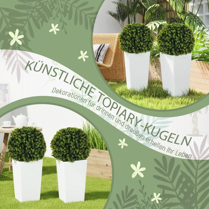 Set di 2 sfere di eucalipto artificiali, 65 cm, pianta artificiale con protezione UV, 330 foglie in vaso, verde.