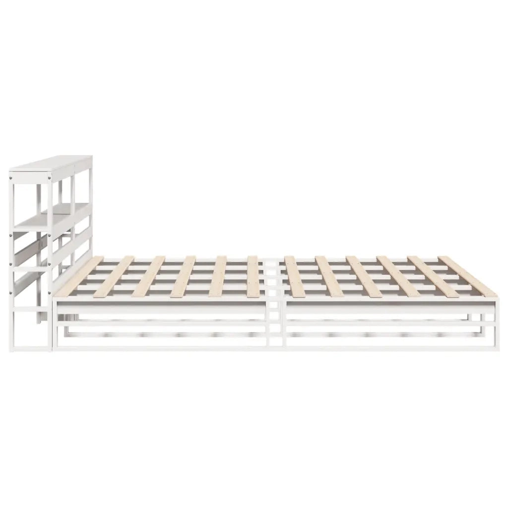 Giroletto con Testiera Bianco 200x200 cm Legno Massello di Pino 3306508