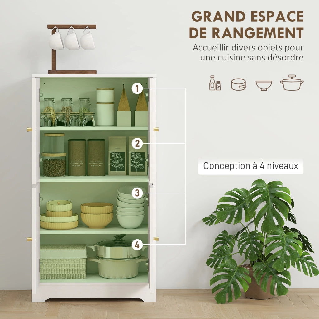 Mobile cucina con 4 ante e 2 ripiani regolabili ¨C zephmum ¨C bianco 60x30x110