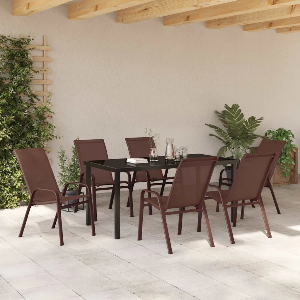 Set da Pranzo per Giardino 7 pcs Marrone e Nero 3379132