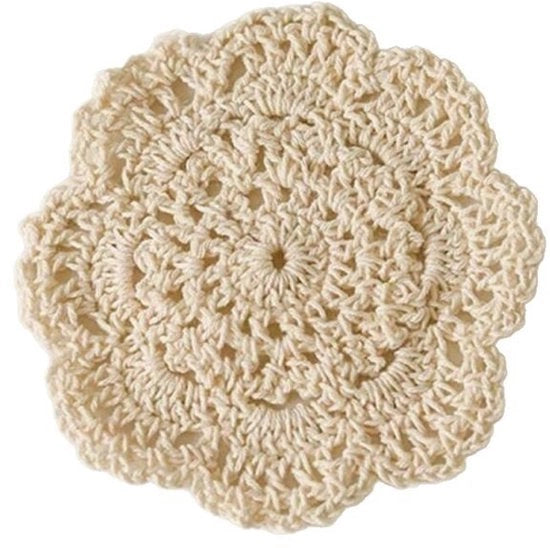 Pacchetto da 10 pezzi di tovagliette in cotone bianche e beige, tovagliette con bordo, tovagliette con bordo rotondo, tovagliette a maglia