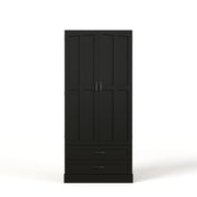 Colonna da cucina con 3 ripiani estraibili e 2 cassetti; per cucina; in MDF; 80x37.5x180 cm; nero