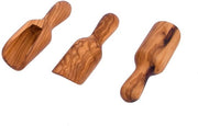 Set di cucchiai a noce di olivo - Set di tre 7,5 cm (formato extra piccolo) - Cucchiaio di sale/sucrier manuale