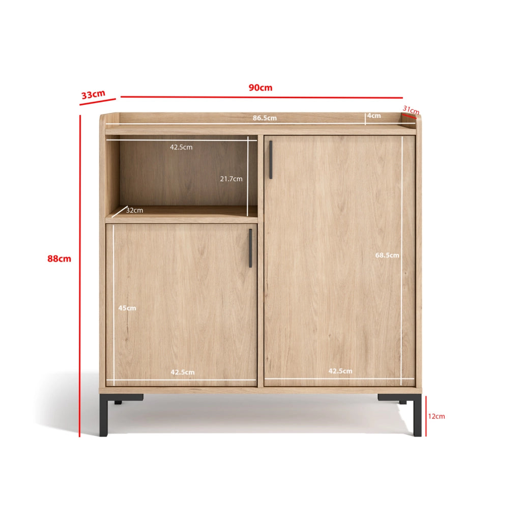 Credenza da ingresso Herdasa effetto rovere chiaro 88x90x33