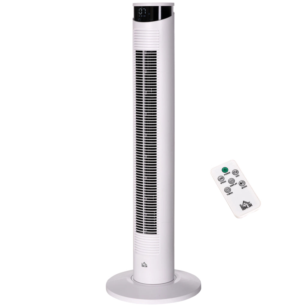 Ventilatore a Torre 45W a 3 Modalit¨¤ e 3 Velocit¨¤ con Timer da 12h, in ABS e Alluminio, ?31.5x93 cm, Bianco