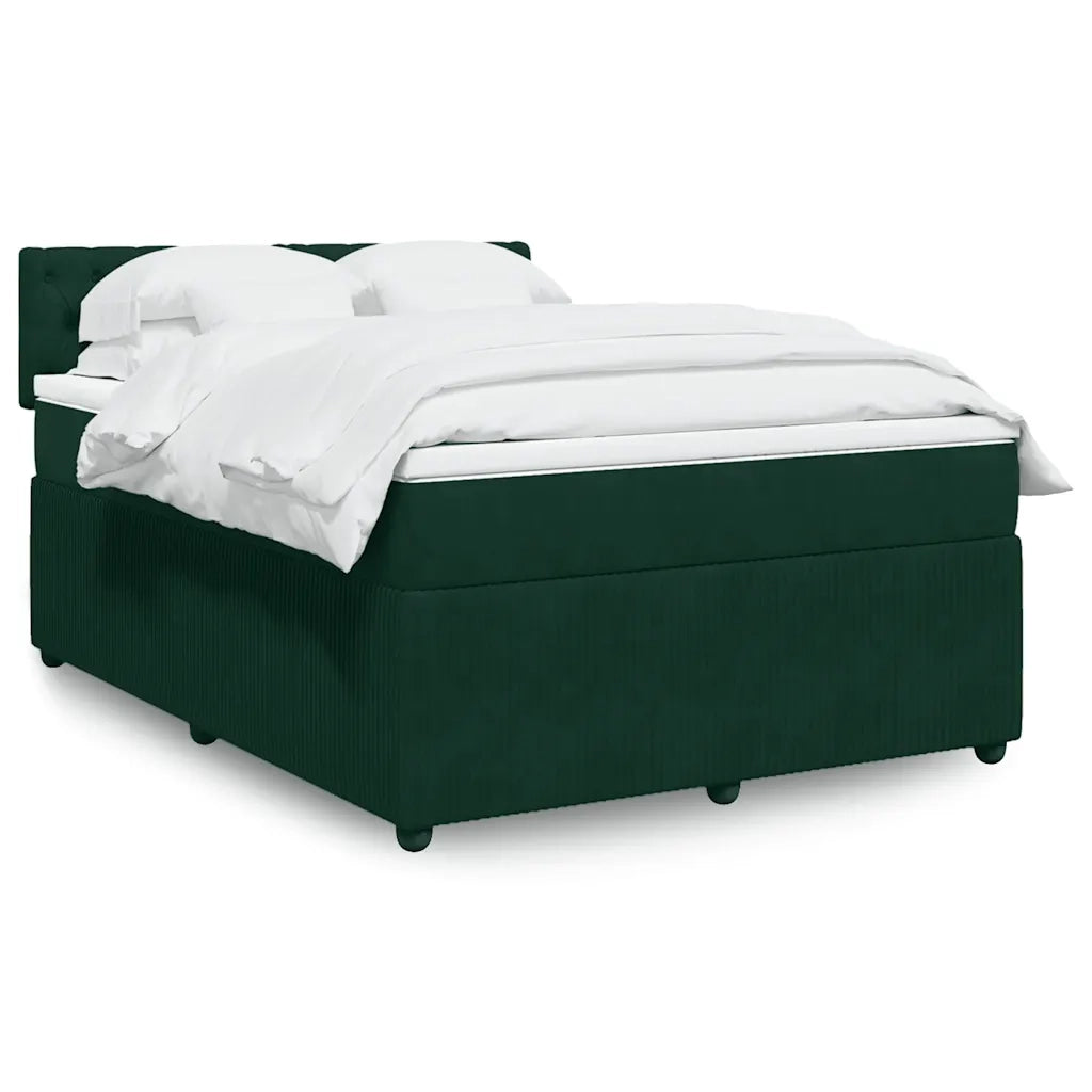Giroletto a Molle con Materasso Verde Scuro 140x200 cm Velluto 3290067