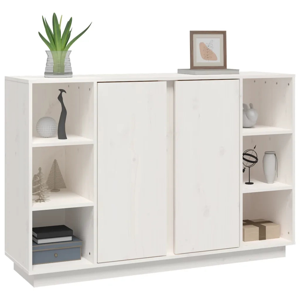 Credenza Bianca 120x35x80 cm in Legno Massello di Pino 814500