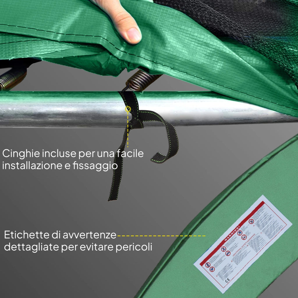 Copertura Tappeto Elastico ?305x1.5 cm Pieghevole e Portatile, in Plastica PE e Schiuma EPE Verde