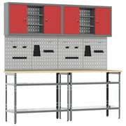Set banco da lavoro con lo scaffale 8 pcs Rosso e Grigio 3321503