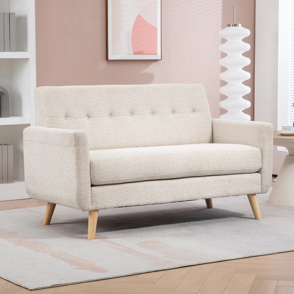 Divano 2 posti tessuto beige ¨C Zephmum ¨C 134x71x82 cm