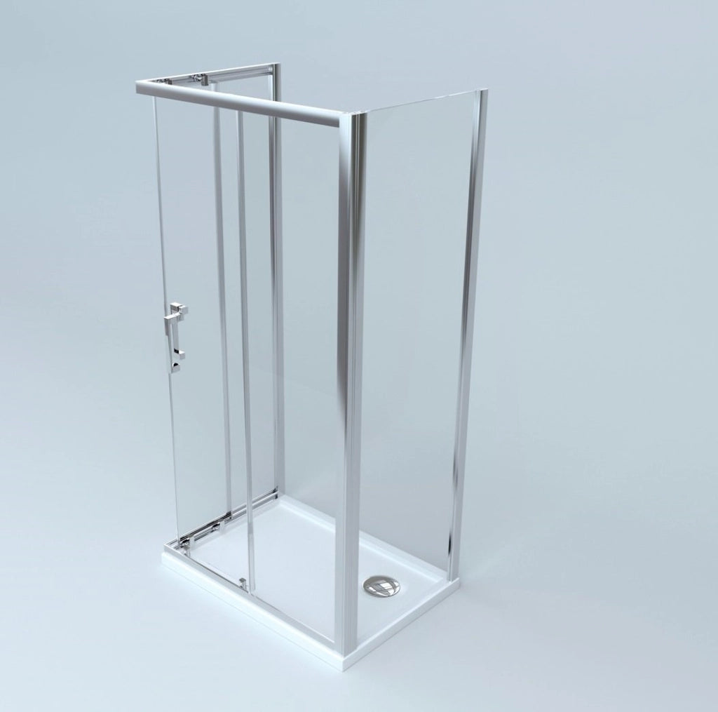 Box Doccia 3 lati 70x70x80 cm: fisso + angolare scorrevole Cromato LICA