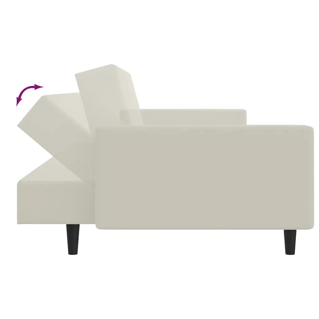 Divano letto | Sof¨¤ letto | Letto singolo a 2 Posti Crema in Velluto