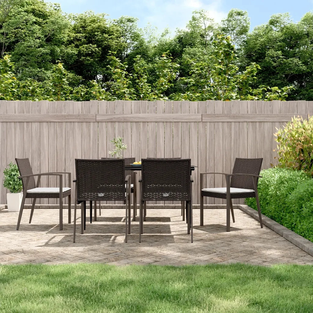 Set Pranzo da Giardino 7 pz con Cuscini in Polyrattan e Acciaiocod mxl 124532