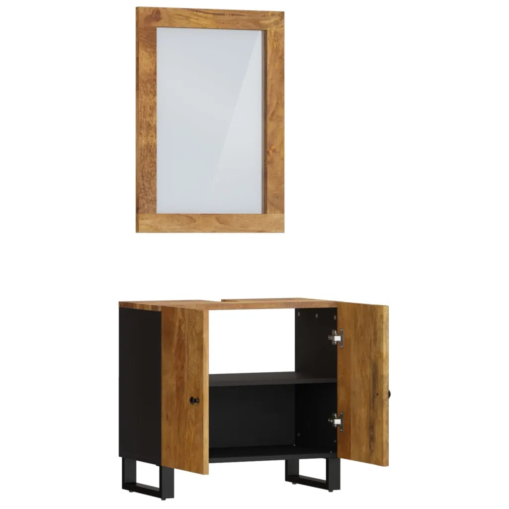 Set Mobili da Bagno | Armadio da bagno 2 pz in Legno Massello di Mango