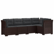 Divano da Giardino 5 Posti con Cuscini Stile Rattan PP Marrone 3444055