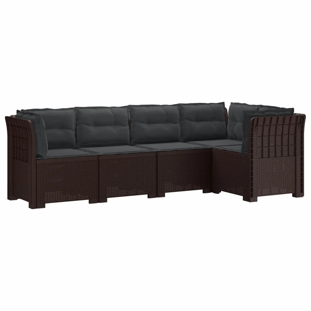 Divano da Giardino 5 Posti con Cuscini Stile Rattan PP Marrone 3444055