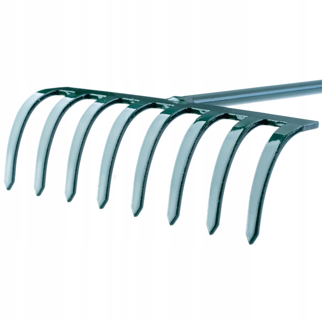 Rastrello in metallo KADAX per foglie, erba, giardino, piccolo rastrello, 60 cm, 8 denti, manico