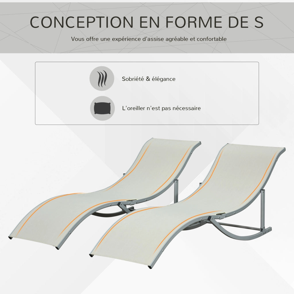 Lettini pieghevoli da giardino in alluminio e textilene ¨C zephmum ¨C 2 pezzi beige