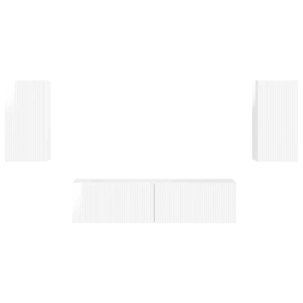 Set mobile TV 4 pcs Bianco Lucido Legno multistrato