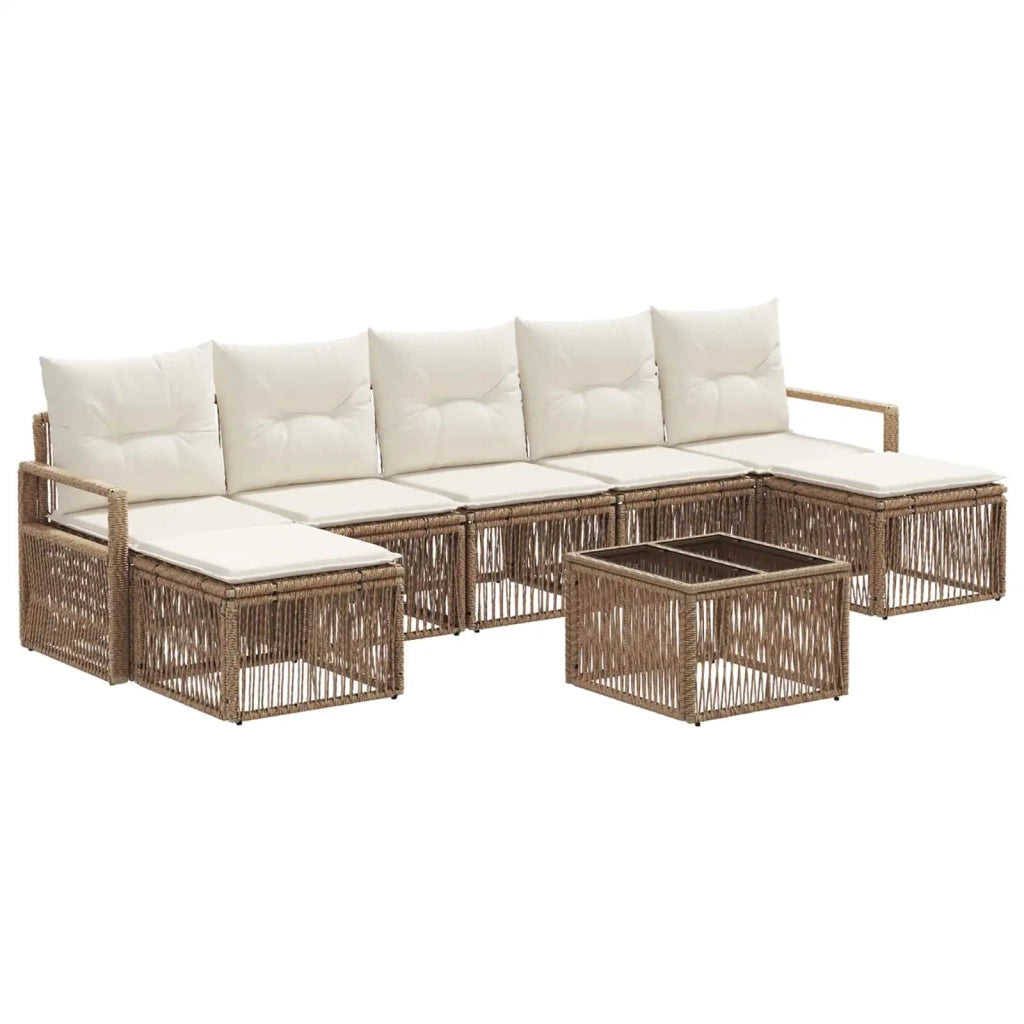 Set Divano da Giardino 8 pcs Beige polyrattan 3435801