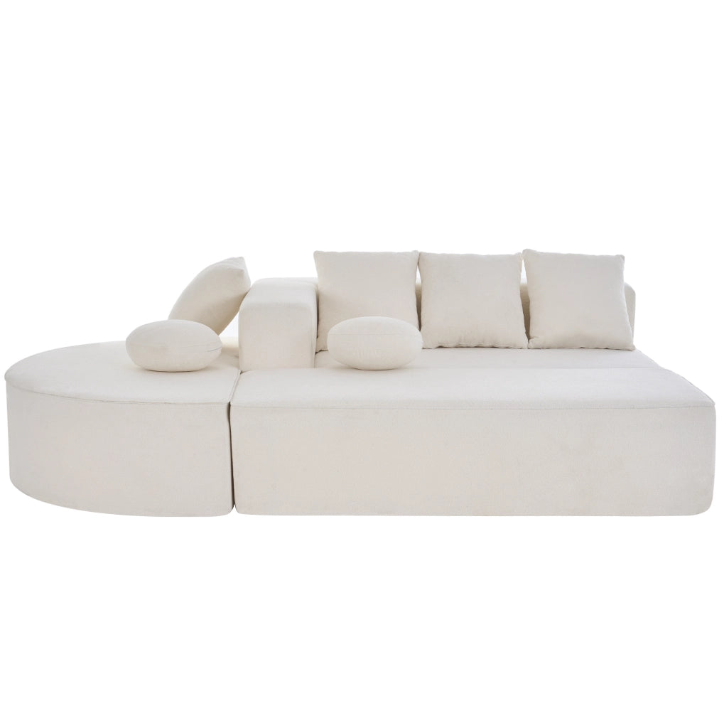 Divano modulare trasformabile in ciniglia bianca 263x171 cm