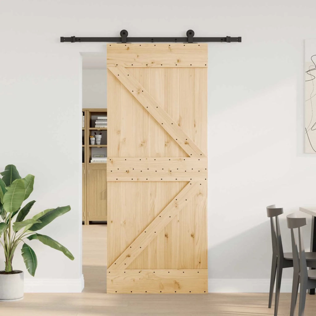 Porta scorrevole NARVIK 85 x 210 cm (152,5 cm) Naturale e Nero 3445216