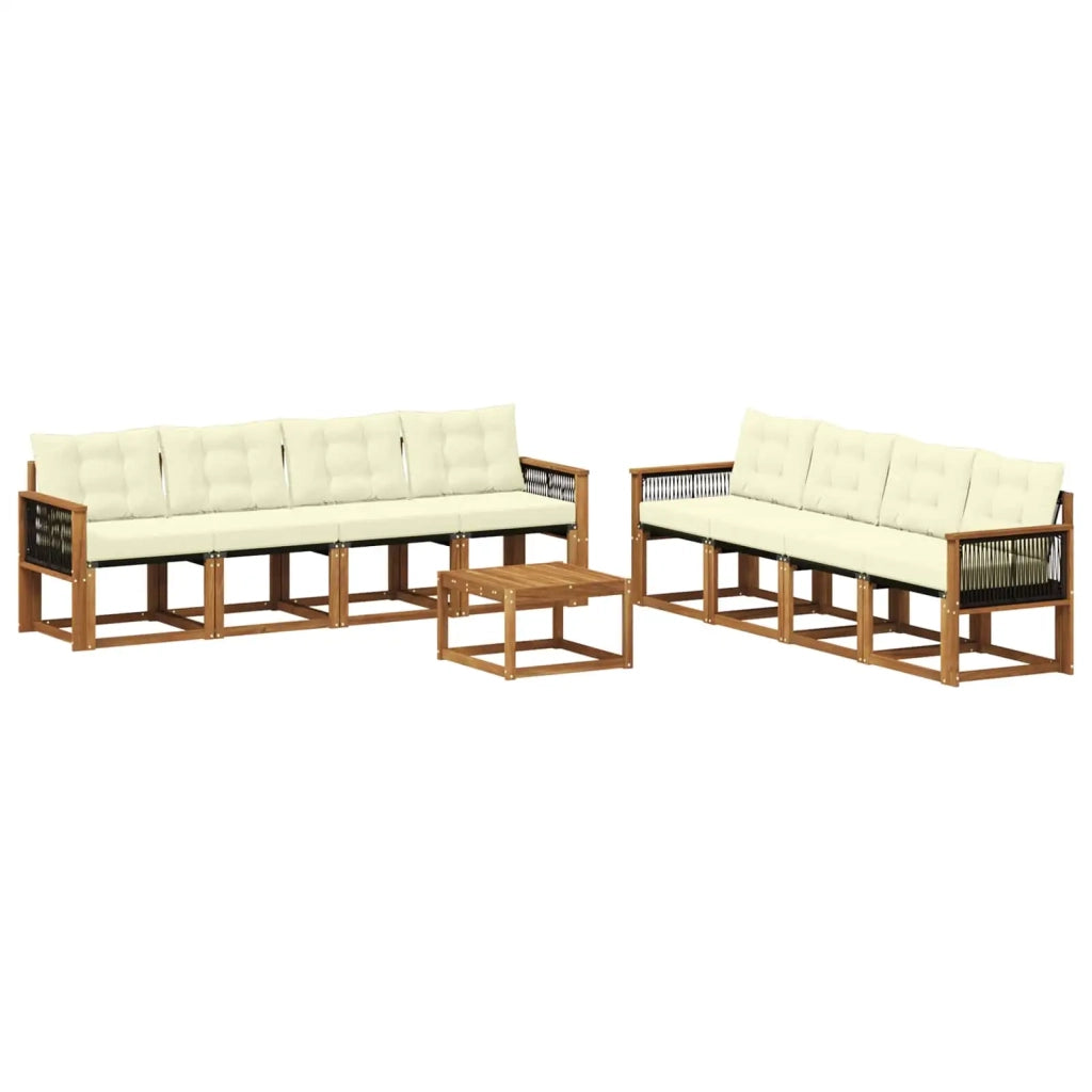 Set di divani da esterno 9 pz Naturale e Crema 3381854