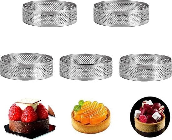 Anelli per crumpet 8 cm, 5 pezzi anelli per dessert anelli per crumpet anelli per crumpet in acciaio inossidabile a forma di cerchio (8 x 2,5 cm)