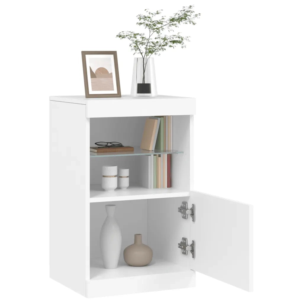 Credenza con Luci LED-Buffet-Armadio da cucina Bianca 41x37x67 cm 433211