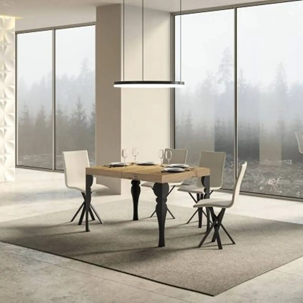 Tavolo allungabile 120/224x90 cm Paxon colore quercia natura gambe antracite