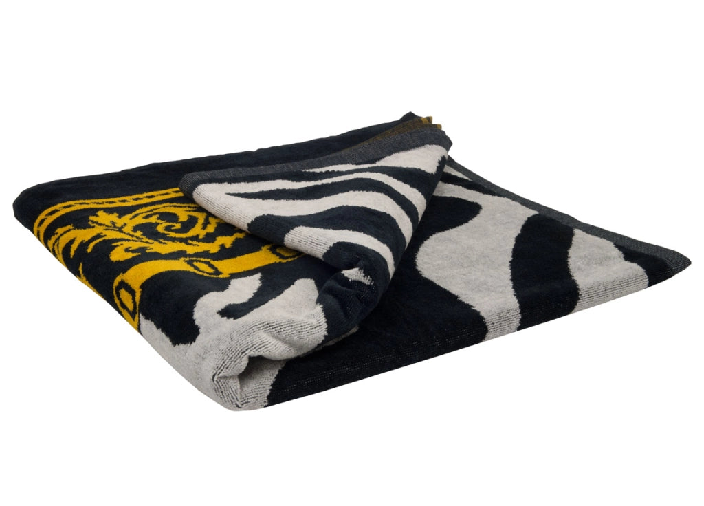 Telo Mare Jacquard Spugna Asciugamano Spiaggia Disegno Animalier Zebra