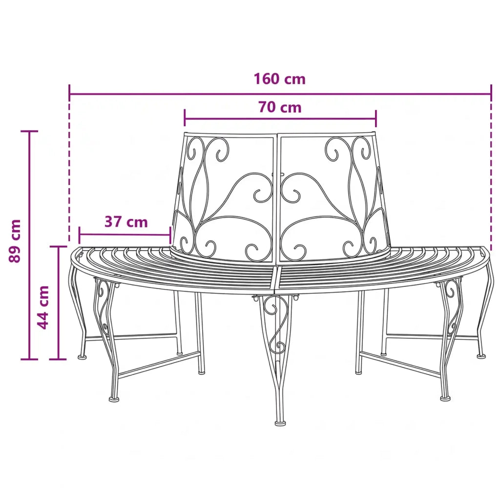 Panchina per Alberi 4-Numero di posti 160 x 80 x 89 cm Acciaio 42029528