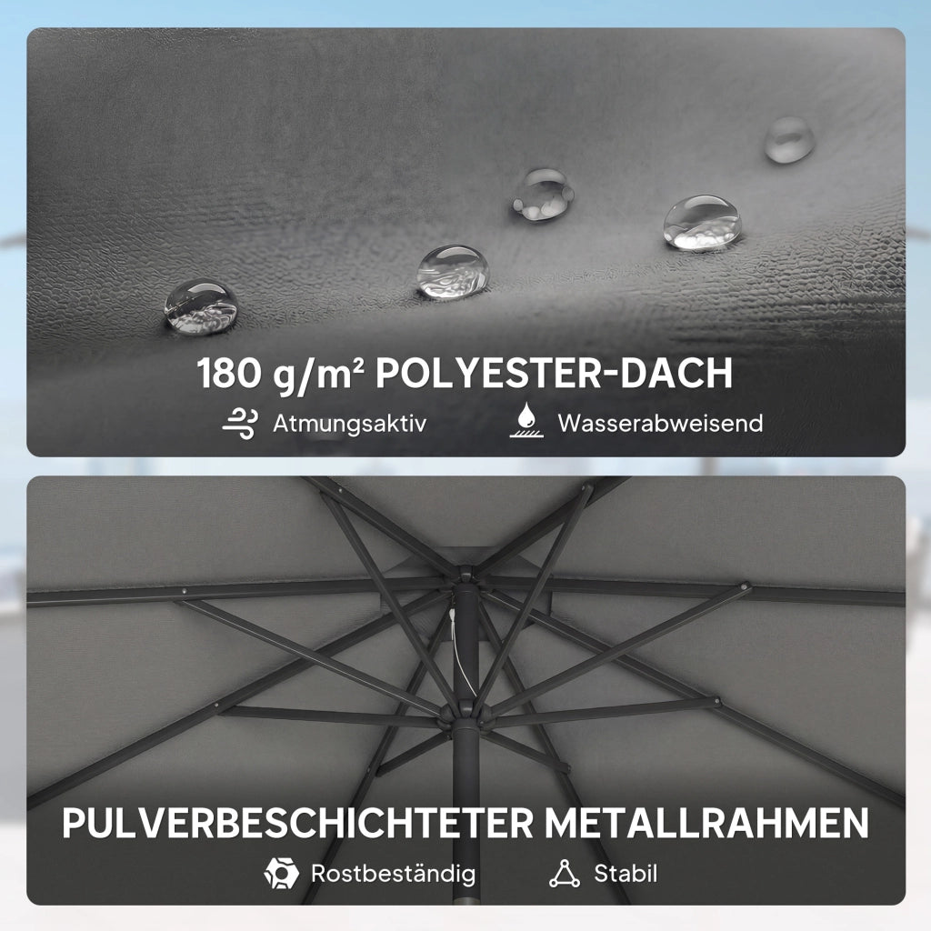 Ombrellone da balcone pieghevole ?300 cm ¨C zephmum ¨C grigio scuro con base a croce e manovella