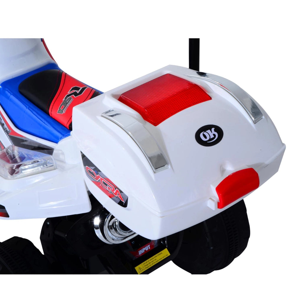 Moto Elettrica Polizia per Bambini 6V con Sirena Police Bianca