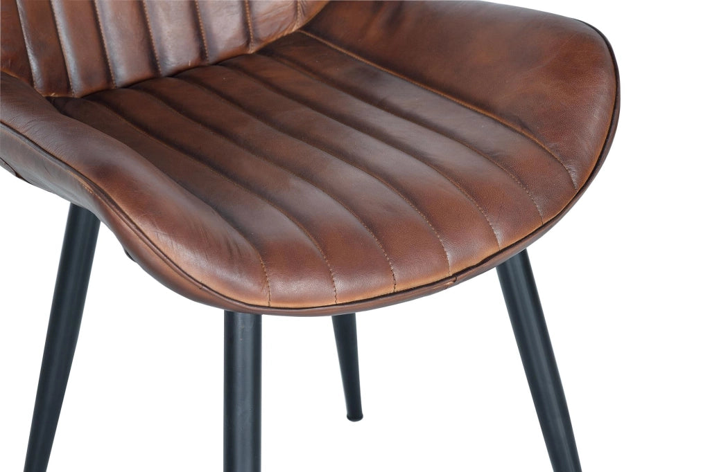 Set di 2 sedie stile industriale in cuoio marrone
