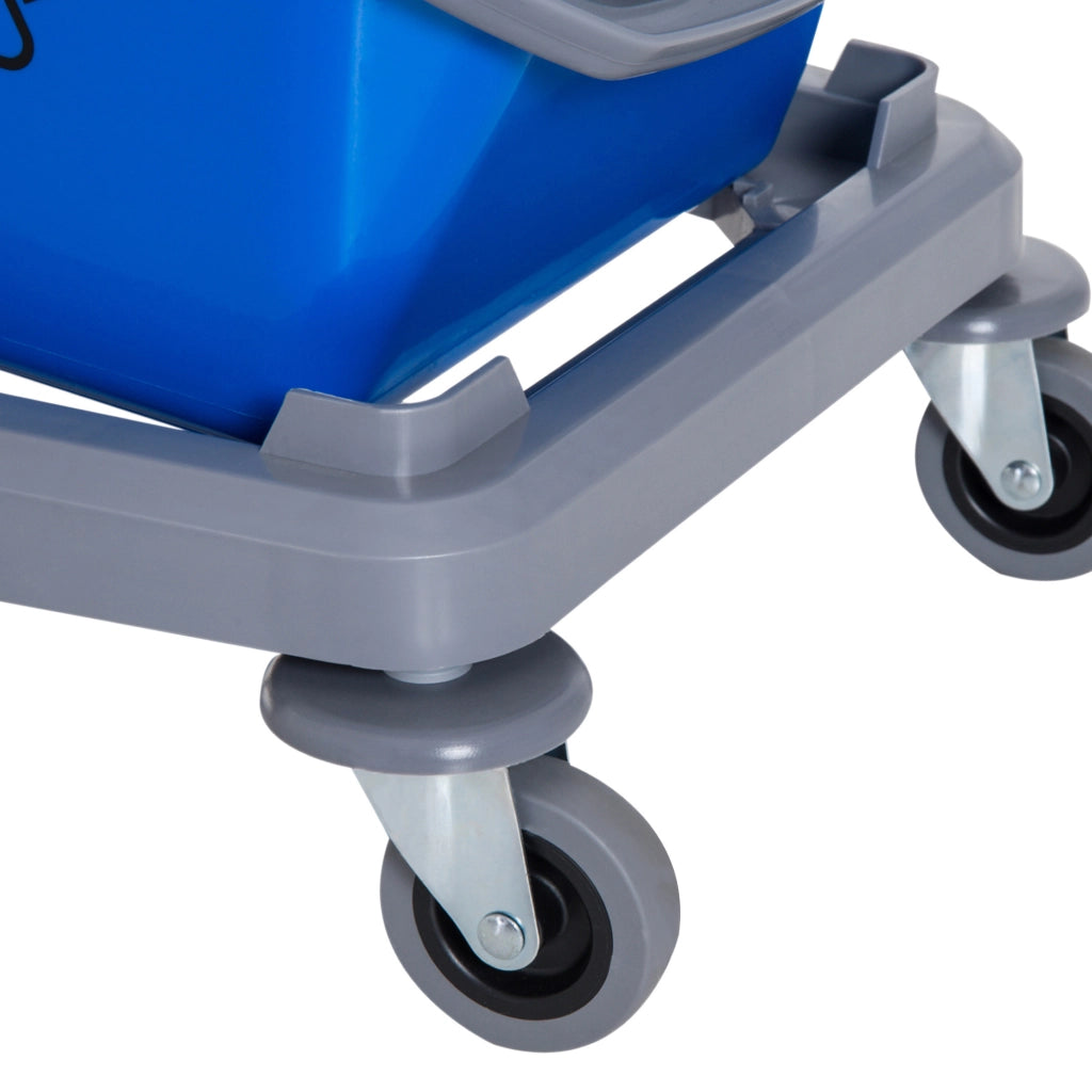 Carrello per pulizie con 2 secchi, 4 ruote, strizzatore, metallo, blu, 73x45x92 cm
