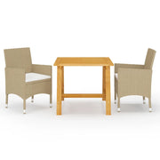 Set Mobili da Pranzo per Giardino 3 pz Beige cod mxl 36077