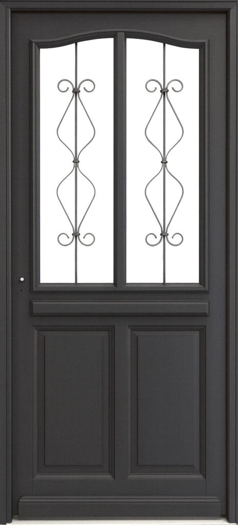 Porta d'ingresso in legno vitreo, Sandro grigio RAL7016, H,215xl,90 p, destra Cote Tableau senza maniglia